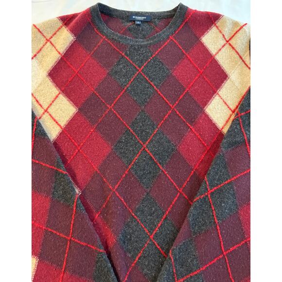 Burberry London Merino Wool Argyle Sweater Mens L Plaid Luxury Made in Italy - Picture 10 of 10